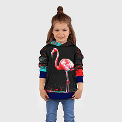 Толстовка-худи детская Фламинго на черном, цвет: 3D-синий — фото 2