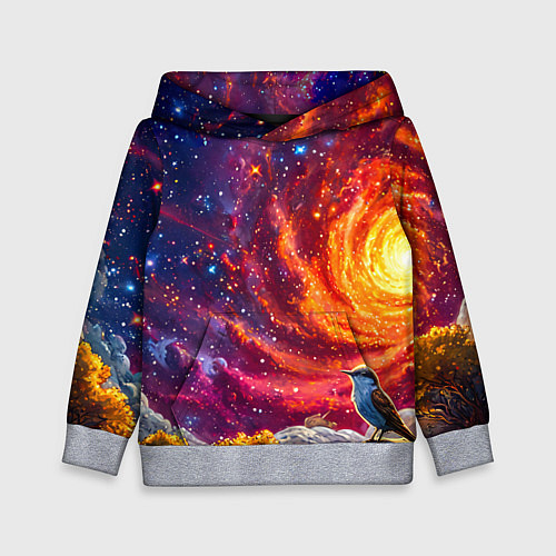 Детская толстовка Кукушка в космосе / 3D-Меланж – фото 1