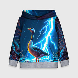 Толстовка-худи детская Гусь и разряд молнии, цвет: 3D-меланж