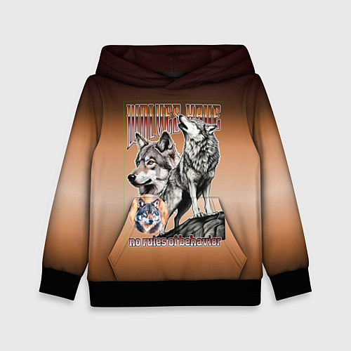 Детская толстовка Волки с надписью / 3D-Черный – фото 1