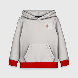 Толстовка-худи детская Вязью Татьяна - красная надпись, цвет: 3D-красный