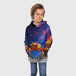 Толстовка-худи детская Краб в космосе, цвет: 3D-меланж — фото 2