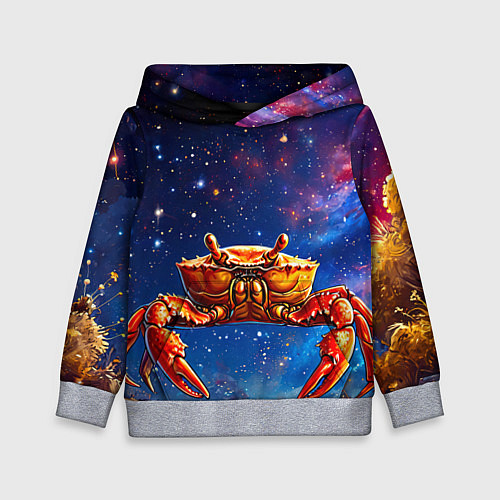 Детская толстовка Краб в космосе / 3D-Меланж – фото 1