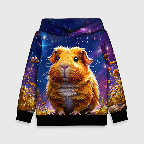 Детская толстовка Морская свинка в космосе / 3D-Черный – фото 1