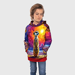 Толстовка-худи детская Сурикат и космическое небо, цвет: 3D-красный — фото 2