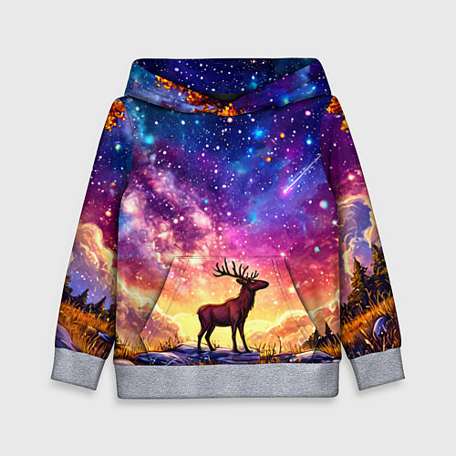 Детская толстовка Лось и звездное небо / 3D-Меланж – фото 1