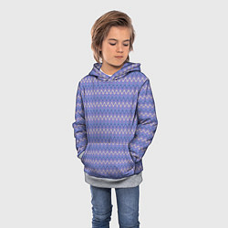 Толстовка-худи детская Нежный сине-сиреневый волнистые полосы, цвет: 3D-меланж — фото 2