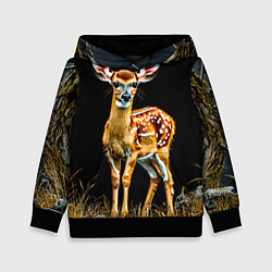 Толстовка-худи детская Олень в ночи, цвет: 3D-черный