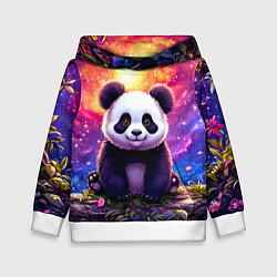 Толстовка-худи детская Панда и космическое небо, цвет: 3D-белый