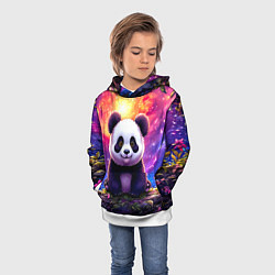 Толстовка-худи детская Панда и космическое небо, цвет: 3D-белый — фото 2