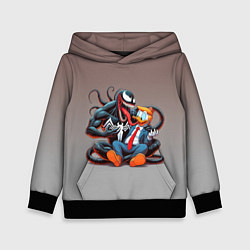 Толстовка-худи детская Venom and Duck-Donald - ai art fantasy, цвет: 3D-черный