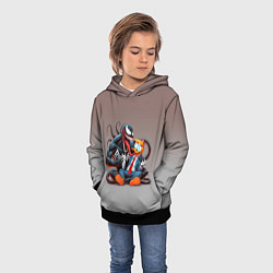 Толстовка-худи детская Venom and Duck-Donald - ai art fantasy, цвет: 3D-черный — фото 2