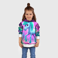 Толстовка-худи детская Бирюзовая лошадка, цвет: 3D-белый — фото 2