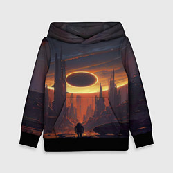 Толстовка-худи детская Космос - человек, цвет: 3D-черный
