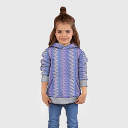 Толстовка-худи детская Сиреневый с узором паттерн, цвет: 3D-меланж — фото 2