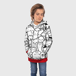 Толстовка-худи детская Doodle monsters, цвет: 3D-красный — фото 2