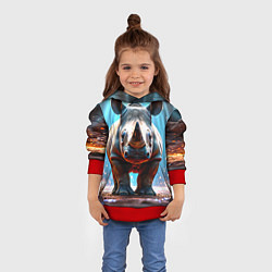 Толстовка-худи детская Носорог в лучах, цвет: 3D-красный — фото 2