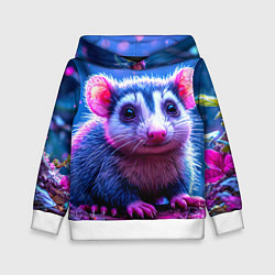 Толстовка-худи детская Малыш опоссум, цвет: 3D-белый