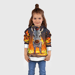 Толстовка-худи детская Зебренок в огне, цвет: 3D-белый — фото 2