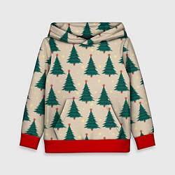 Толстовка-худи детская Новогодняя ель, цвет: 3D-красный