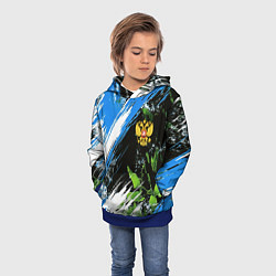 Толстовка-худи детская Герб России на камуфляже, цвет: 3D-синий — фото 2