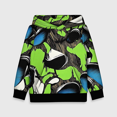 Детская толстовка Объемный камуфляж из слоев / 3D-Черный – фото 1