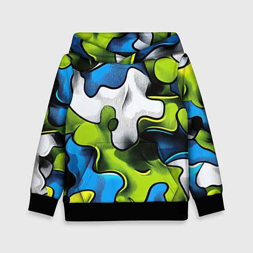 Детская толстовка Камуфляж в стиле графитти / 3D-Черный – фото 1