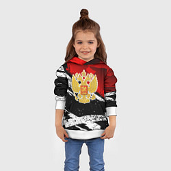 Толстовка-худи детская Герб России - богровый, цвет: 3D-белый — фото 2