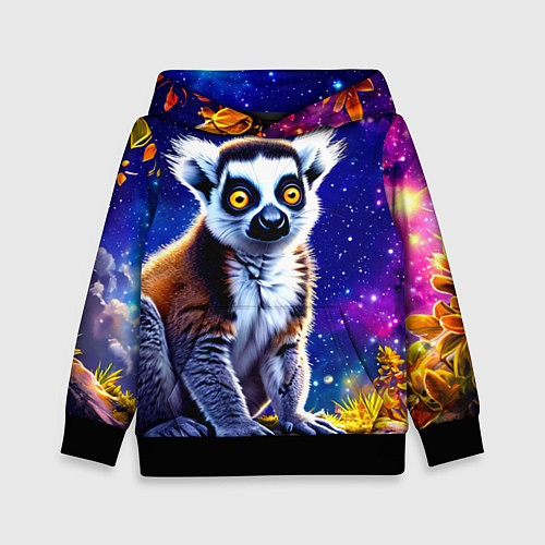 Детская толстовка Лемур и звездная ночь / 3D-Черный – фото 1