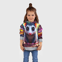 Толстовка-худи детская Опоссум в лесу, цвет: 3D-меланж — фото 2