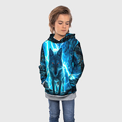 Толстовка-худи детская Волк в разрядах молнии, цвет: 3D-меланж — фото 2