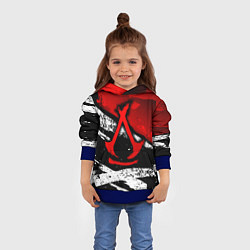 Толстовка-худи детская Assassins creed: shadows - красная абстракция, цвет: 3D-синий — фото 2