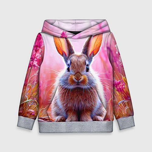 Детская толстовка Зайчик в розовом / 3D-Меланж – фото 1