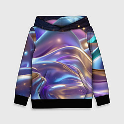 Толстовка-худи детская Волны космические, цвет: 3D-черный