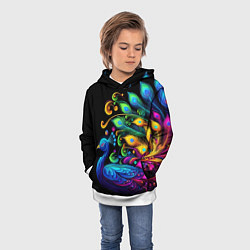 Толстовка-худи детская Neon peacock - art, цвет: 3D-белый — фото 2