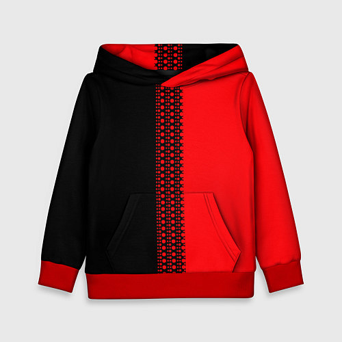 Детская толстовка Чёрно-красный двуцветный с полосой посередине / 3D-Красный – фото 1