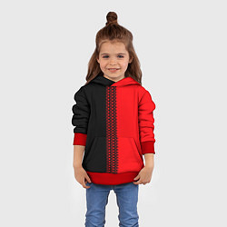 Толстовка-худи детская Чёрно-красный двуцветный с полосой посередине, цвет: 3D-красный — фото 2