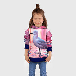 Толстовка-худи детская Чайка на розовом, цвет: 3D-синий — фото 2