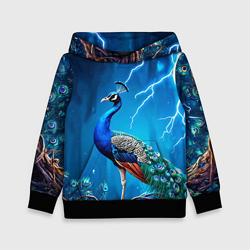 Детская толстовка Павлин и молния / 3D-Черный – фото 1