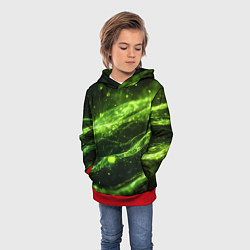 Толстовка-худи детская Текстура зеленая жидкость, цвет: 3D-красный — фото 2
