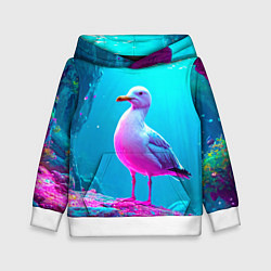 Толстовка-худи детская Подводная чайка, цвет: 3D-белый