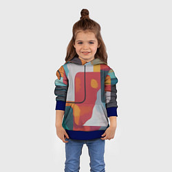 Толстовка-худи детская Абстракция с прямоугольниками, цвет: 3D-синий — фото 2