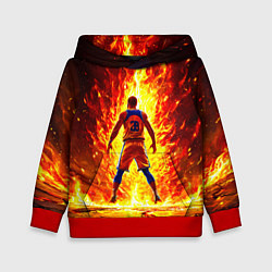 Толстовка-худи детская Баскетболист номер 28 в огне, цвет: 3D-красный