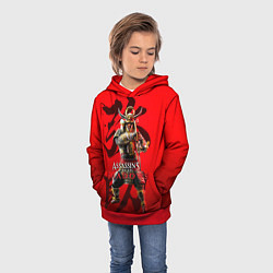 Толстовка-худи детская Assassins Creed Shadows - samurai Yasuke, цвет: 3D-красный — фото 2
