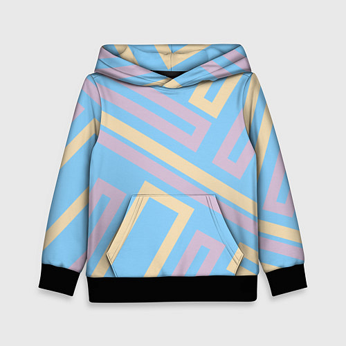 Детская толстовка Прямоугольники по диагонали-голубой, бежевый / 3D-Черный – фото 1
