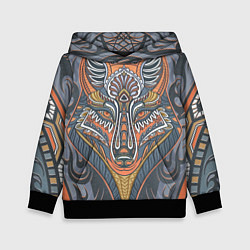 Детская толстовка Орнаментальный волк с узорами стилизованный