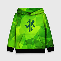 Толстовка-худи детская Portal green poly, цвет: 3D-черный
