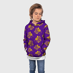 Толстовка-худи детская Золотые птички на индиго, цвет: 3D-белый — фото 2