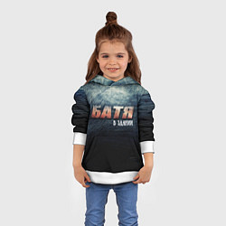 Толстовка-худи детская Батя в здании, цвет: 3D-белый — фото 2