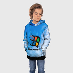 Толстовка-худи детская Windows 95 logo, цвет: 3D-черный — фото 2